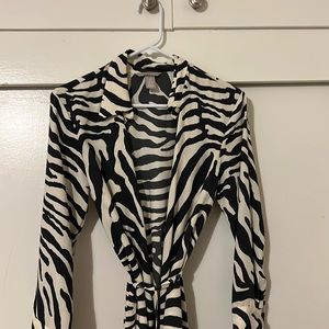 zebra print button up dress
